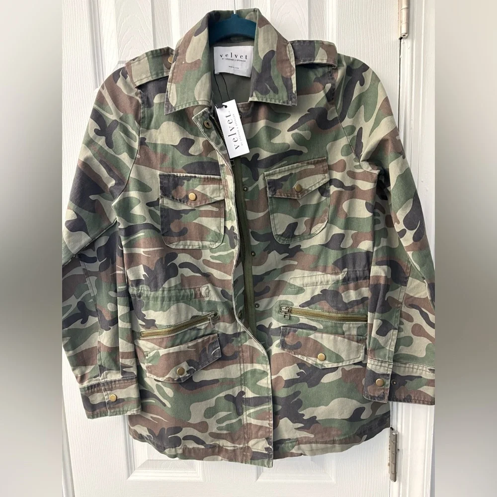 Velvet Graham Spencer Camo Utility Jacket NWT XS Military Cargo Coat